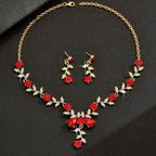 European and American Exaggerated Fashion Personality Rhinestone Crystal Necklace Earrings Set Ladies Prom Clothing Factory Home Decoration Wholesale