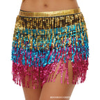 Halloween New Belly Dance Beads Waist Chain 4 Layer Beads Sequins Dance Performance Hip Towel Tassel Waist Seal Belt
