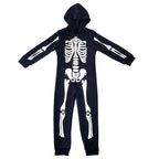 Cross-border Halloween Children's Costume Skull Skeleton White Luminous Ghost Costume Playing One-piece Hooded Costume Costume