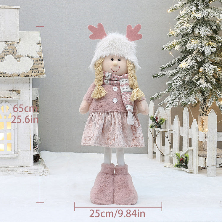 Cross Border Christmas Decorations Pink Antlers Doll Fabric Boys and Girls Doll Standing Doll Desktop Ornaments