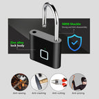 Smart Fingerprint Padlock Waterproof Fingerprint Keyless Door Lock Type C Rechargeable Security Padlock for House