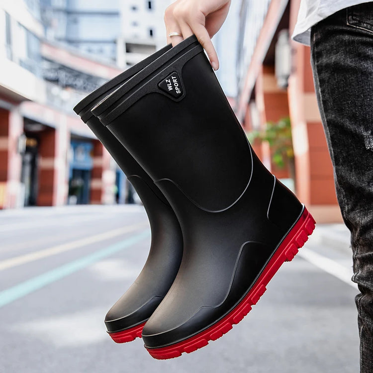 German Style Waterproof Rain Boots Men's Anti-Slip High Tube Long Camping Fishing Snake Bite Proof Thickened Rubber Shoes