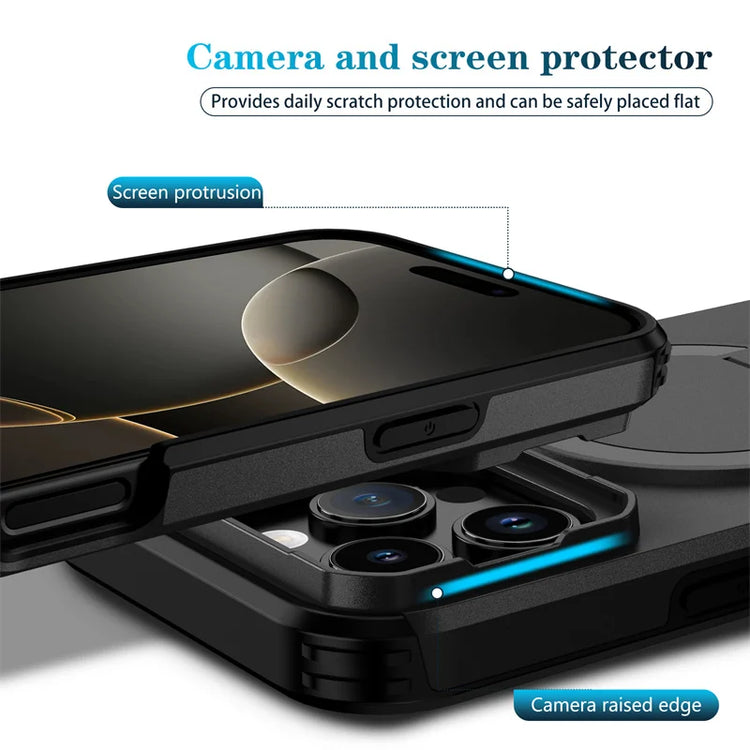 For Magsafe Magnetic Wireless Charging Case For iPhone 16 15 14 13 12 11 Pro Max Plus 16e Armor Stand Slide Lens Protector Cover