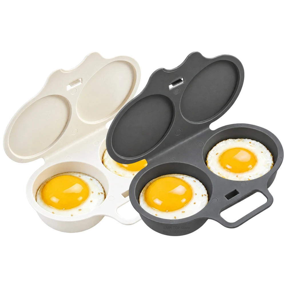 iLMH Microwave Egg Cooker, BPA Free Non Stick Dual Cavity Egg Poacher, Quick Oil Free Breakfast Maker for Home Kitchen Dorm