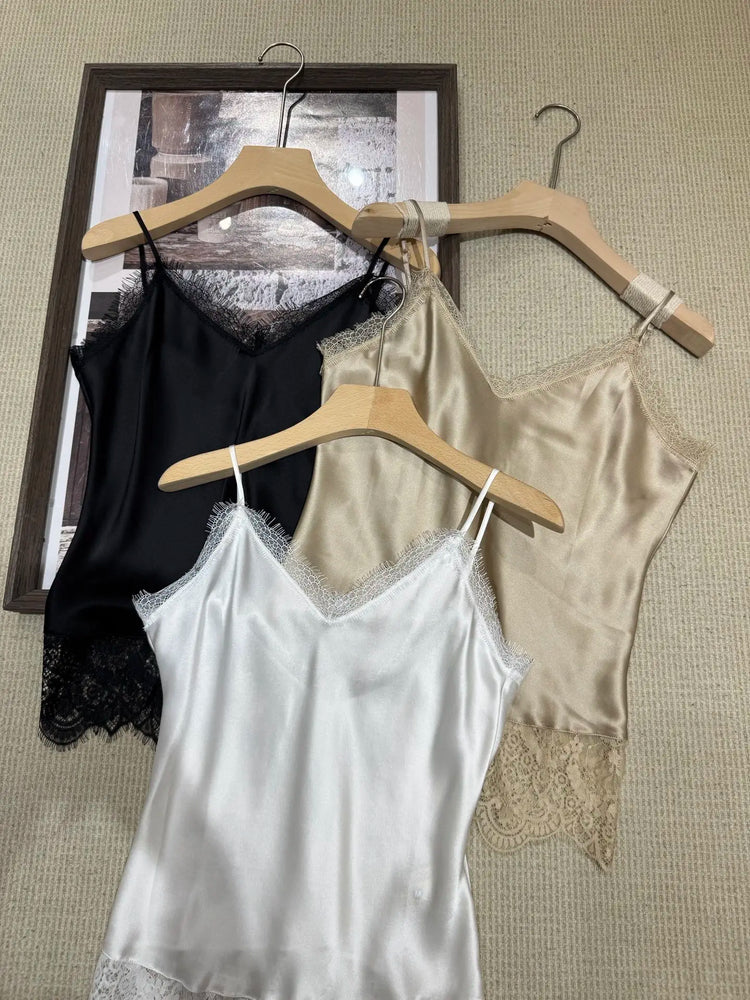 women's 100% Silk Sleeveless Top High Quality Super Soft Tank Top 2026 New Luxury Design Tops