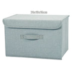 Washable Cotton Linen Fabric Folding CD Storage Box Foldable Bins Toys Organizer With Lid Storage Basket Laundry Basket