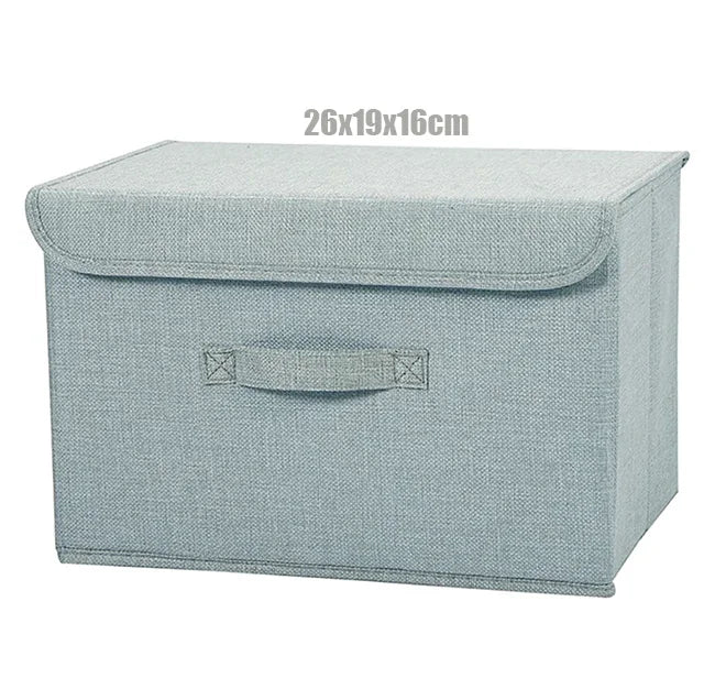 Washable Cotton Linen Fabric Folding CD Storage Box Foldable Bins Toys Organizer With Lid Storage Basket Laundry Basket