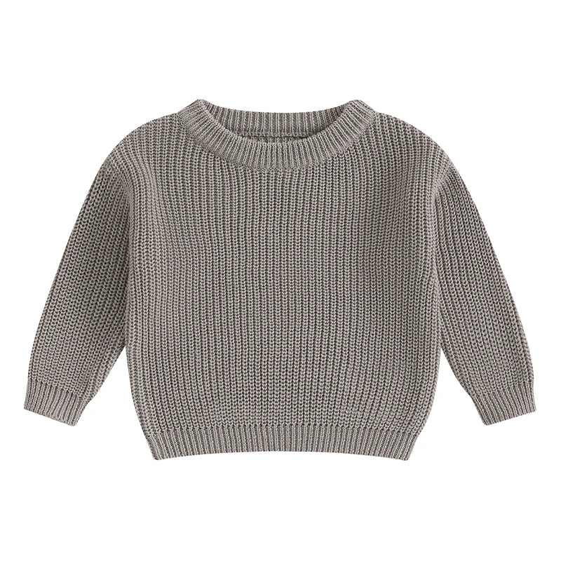 Autumn Baby Girls Boys Sweaters Coat Kids Knitting Pullovers Tops Baby Boys Girls Solid Color Basic Cotton Long Sleeve Sweater