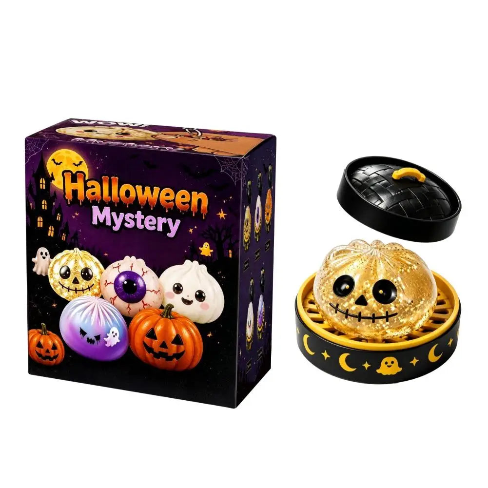 New 5.5cm Halloween Ghost Dumplings Toy Soft Slow Resilience  Squeeze Squishy Toy Kawaii Halloween Fidget Toy for Stress Relief