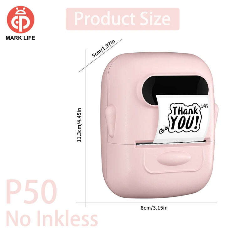 Marklife Thermal Label Printer P50 Bluetooth Sticker Printer Waterproof Tear-Resistant Stickers For Gift/Diy Creative/Marking