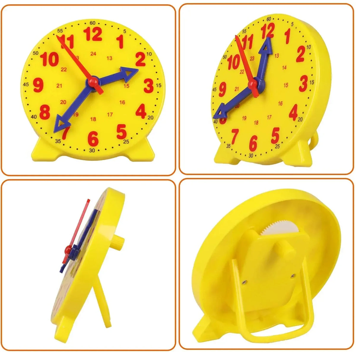 Mini Geared Learning Clock Analog Teaching Clock Telling Time Practice Math Tool Kids Preschool Classroom Home School Supplies