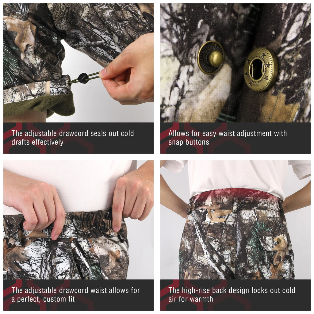 M-3XL Hunting Pants Men's Jungle Camo Pants Outdoor Tactical Long Pants Windproof Warm Travel Sweatpants Deer Hunting Pants