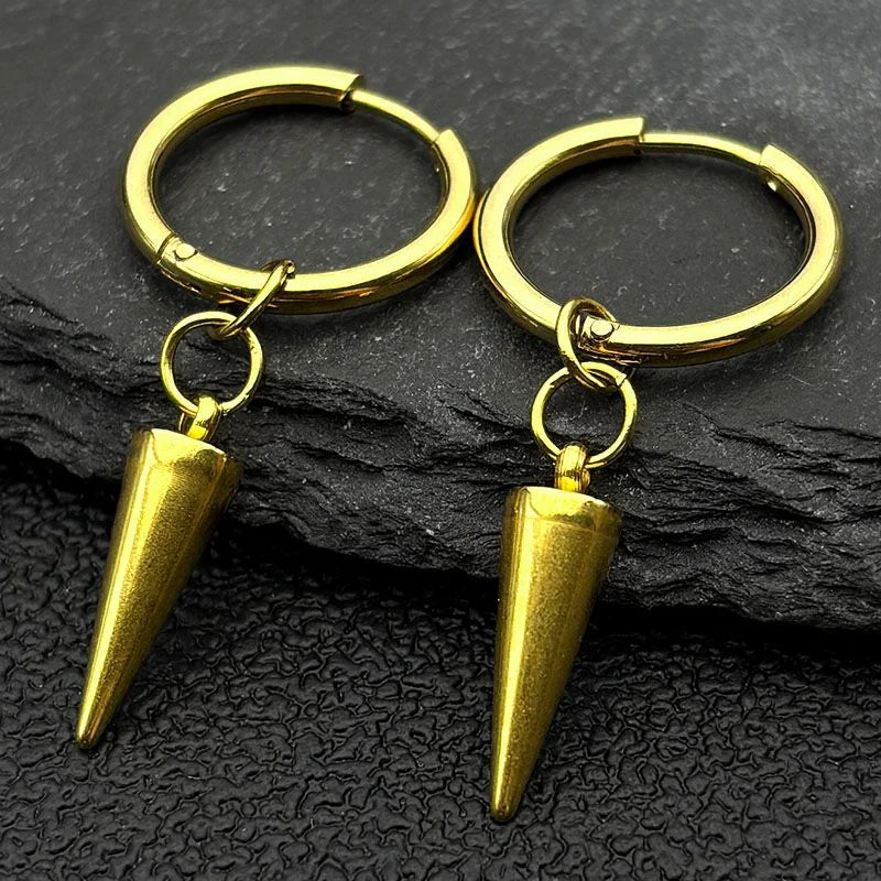 Punk Spike Rivet Hoop Earrings For Women Men Ear Studs Stainless Steel Gothic Hip Hop European and American Earring Jewelry Gift