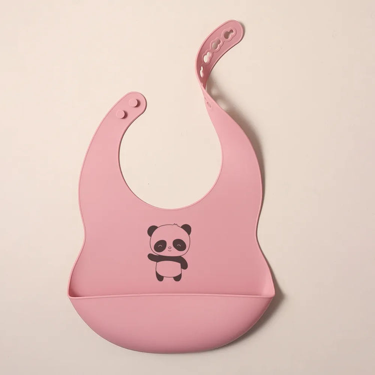 Custom Silicone Baby Bib with Name & Cartoon Print Pattern Food-Grade Solid Feeding Bib DZ13