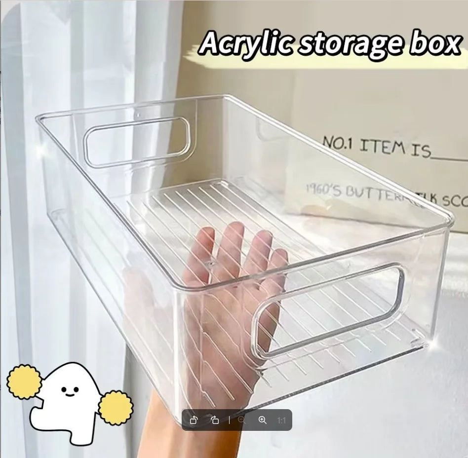 Acrylic Transparent Desktop Organizer Box Cosmetics Plastic Dormitory Household Facial Mask Skin Refrigerated