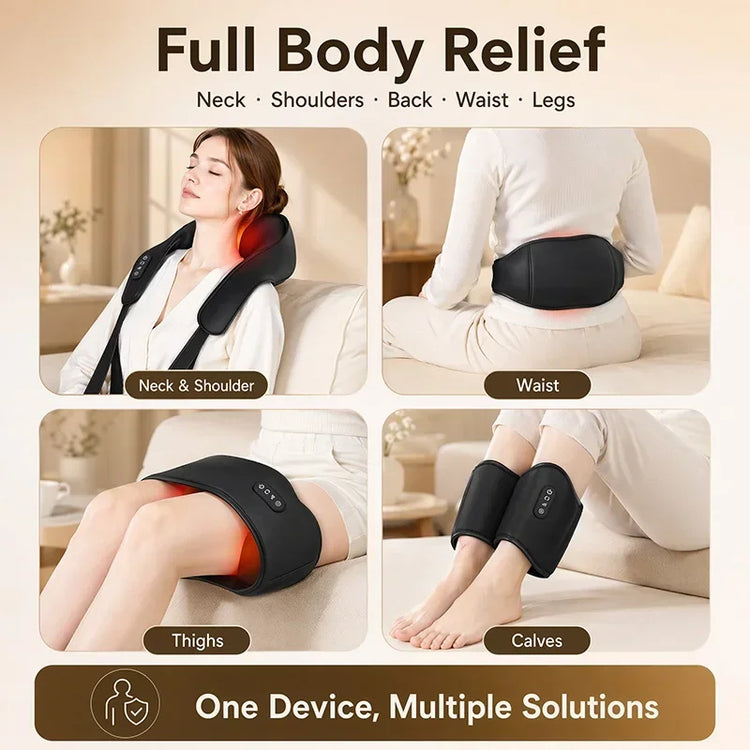 Shiatsu Neck and Shoulder Massager Heated Back Massager U Shape Deep Kneading Electric Massage Pillow For Neck Waist Leg Body