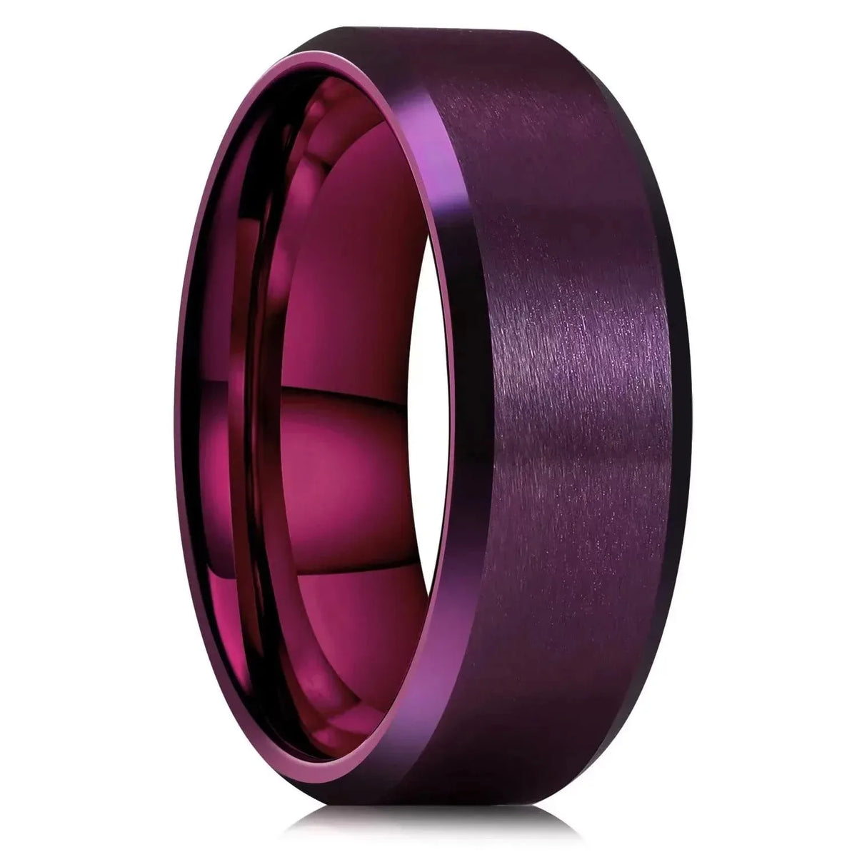 Simple 8mm Silver Color Stainless Steel Rings For Men Women Matte Finish Beveled Edge Men Wedding Rings Party Jewelry Gifts