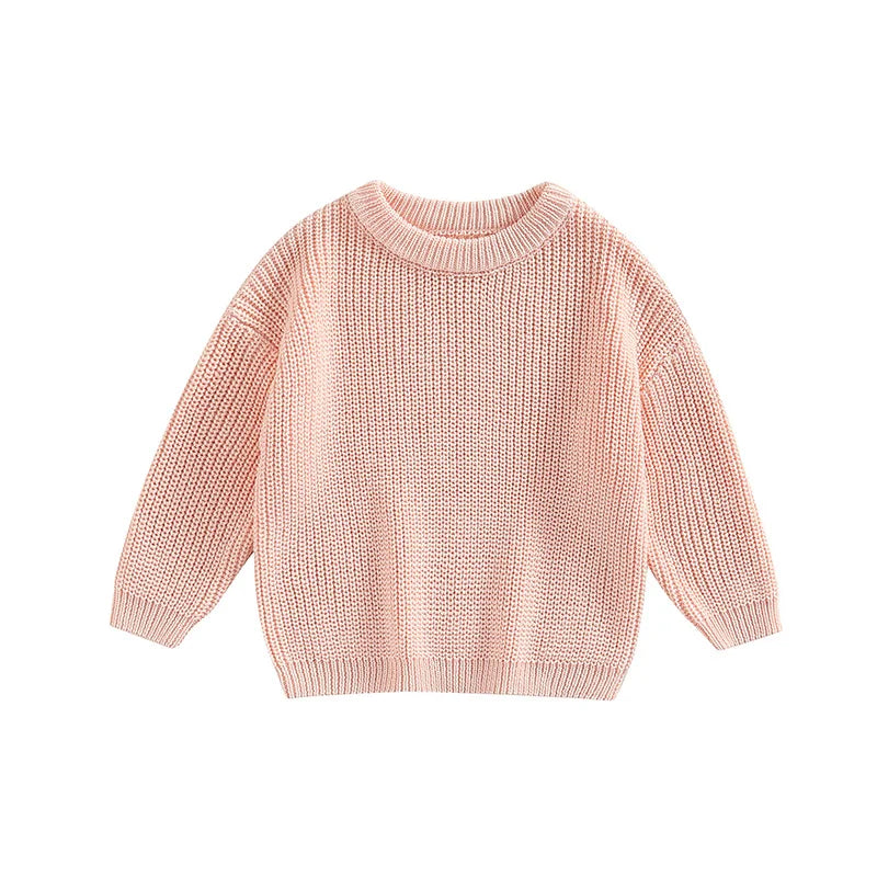 Autumn Baby Girls Boys Sweaters Coat Kids Knitting Pullovers Tops Baby Boys Girls Solid Color Basic Cotton Long Sleeve Sweater