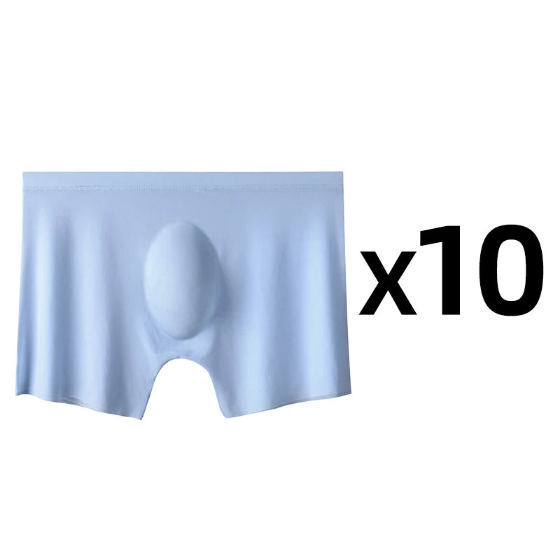 10 Pcs/Lot Men's Summer Ice Silk Boxers Briefs Seamless Underwear Lingerie Underpants Shorts Ultra-thin Breathable Sexy Panties