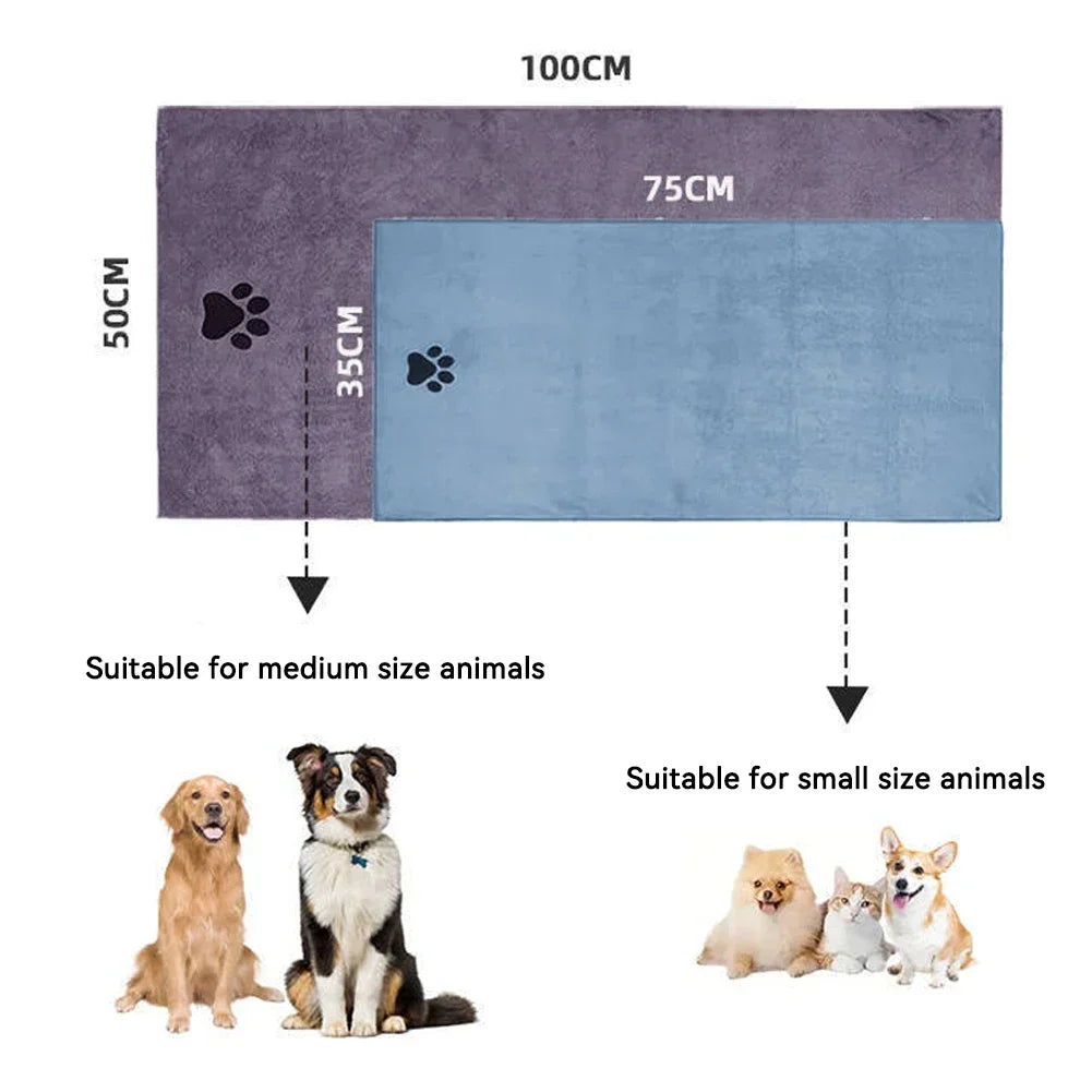 1Pc Pet Towel Soft, Thickened and Quick-drying Small Large Dog Cat Bath Towel Absorbs Water and Does Not Shed Hair
