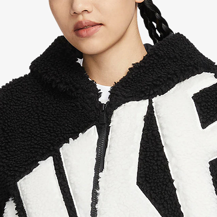 Nike Official Genuine Winter New Arrival Women's Faux Shearling Warm Hooded Casual Jacket FB8696