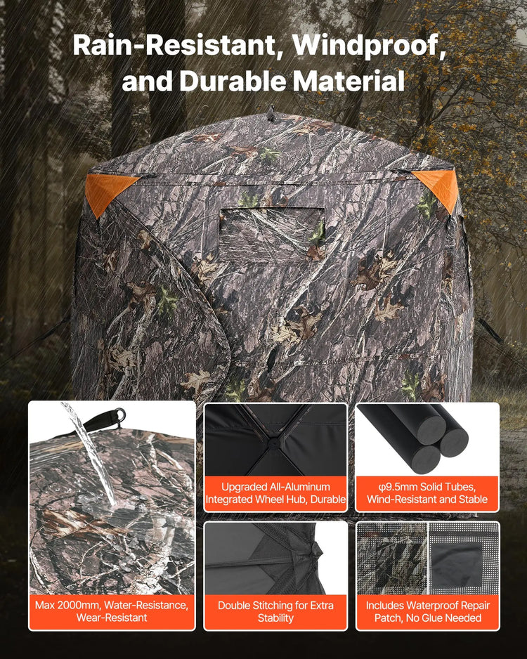 SucceBuy Hunting Blind, 270° See Through Ground Blind, 2-3 Person Pop Up Deer Blind for Hunting with Carrying Bag, Portable Tent