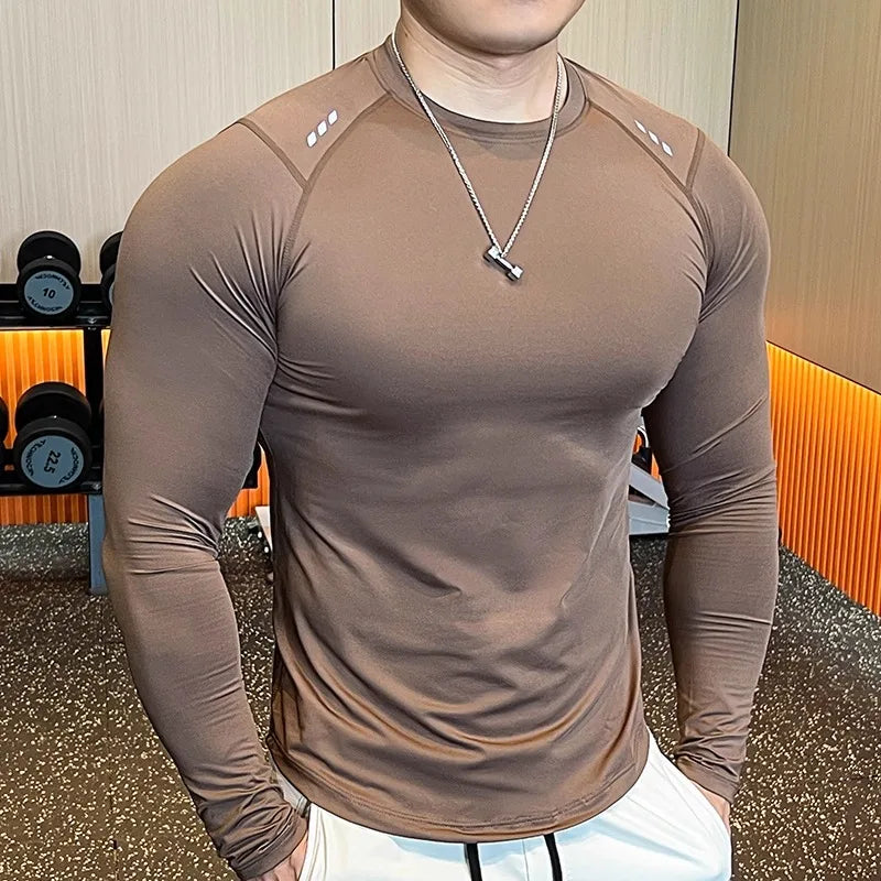 Men Compression Running T-shirt Fitness Tight Long Sleeve Sport Shirts Training Jogging Tops Dry Fit Undershirt Gym Sportswear