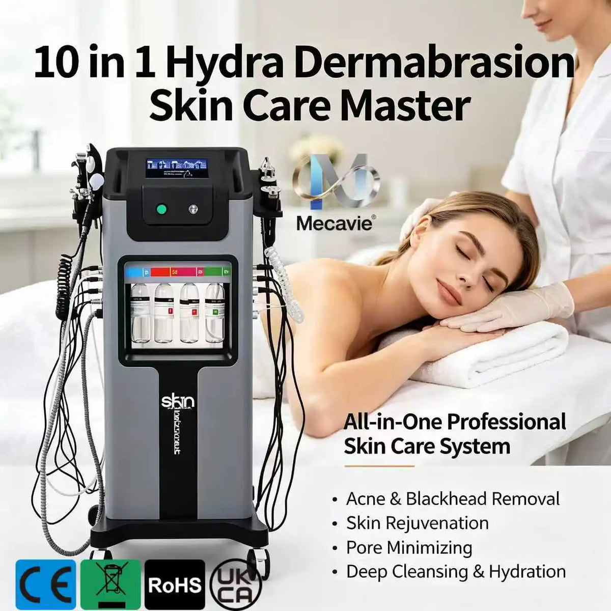10 in 1 Hydra Dermabrasion Skin Care Master All In One Professional Water Oxygen Facial Machine Deep Cleansing Blackhead Removal