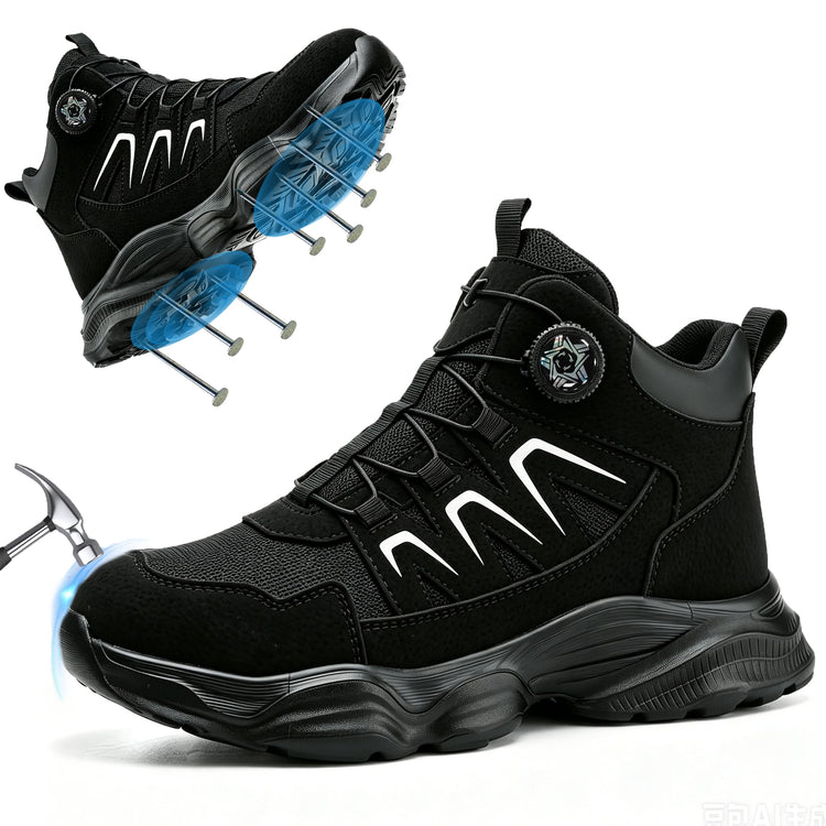 Rotating Button Safety Boots Shoes Man Steel Toe Safety Work Shoes Lightweight Non Slip Work Boots Men Sneaker