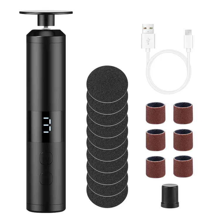 Electric Foot File, USB Powered Callus Remover Adjustable Speed 360 Degree Rotation 20 Sandpaper Discs for Dead Skin Heel Care