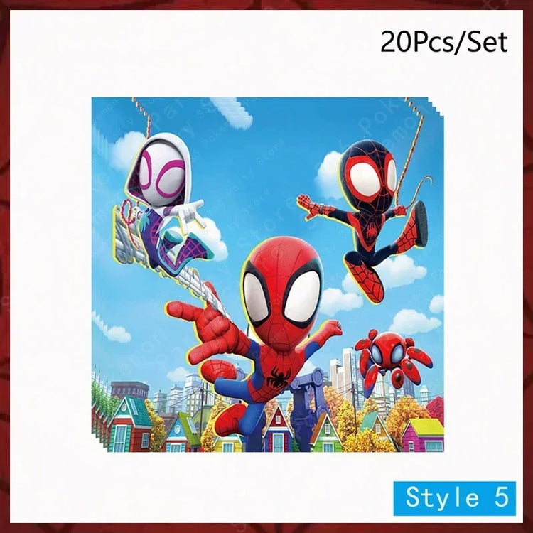Spiderman Birthday Party Decorations Set Disposable Tableware Napkins Cup Plate Spidey and His Amazing Friends Birthday Supplies