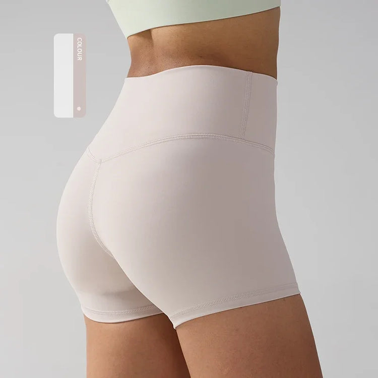 Solid Color High-Waisted Yoga Shorts for Women Quick Dry Breathable Fitness Sport Running Cycling Leggings