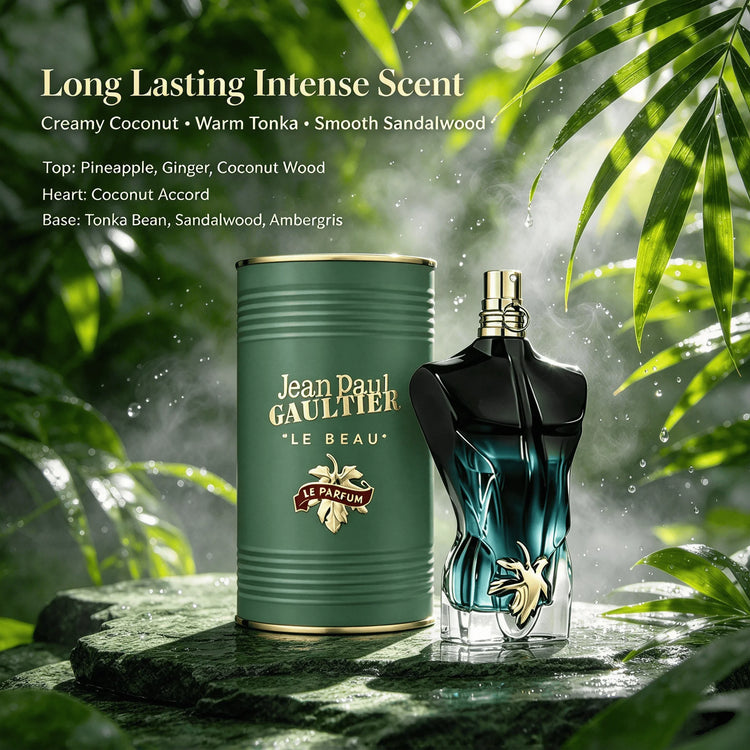 Jean Paul Gaultier Le Beau Unisex EDT Spray 125ml Long Lasting Fresh Woody Aquatic Fragrance Luxury Cologne Perfume Gift for Men Women Daily Party Holiday