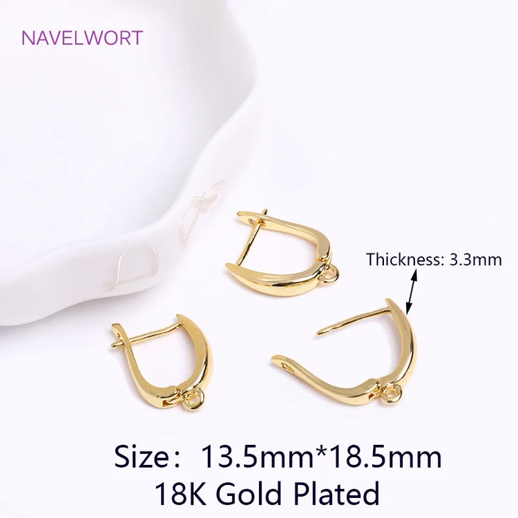 DIY Earring Making Accessories 18K Gold Plated Smooth Earring Hook Clasps Brass Metal Earwires Hooks,Jewelry Making Supplies