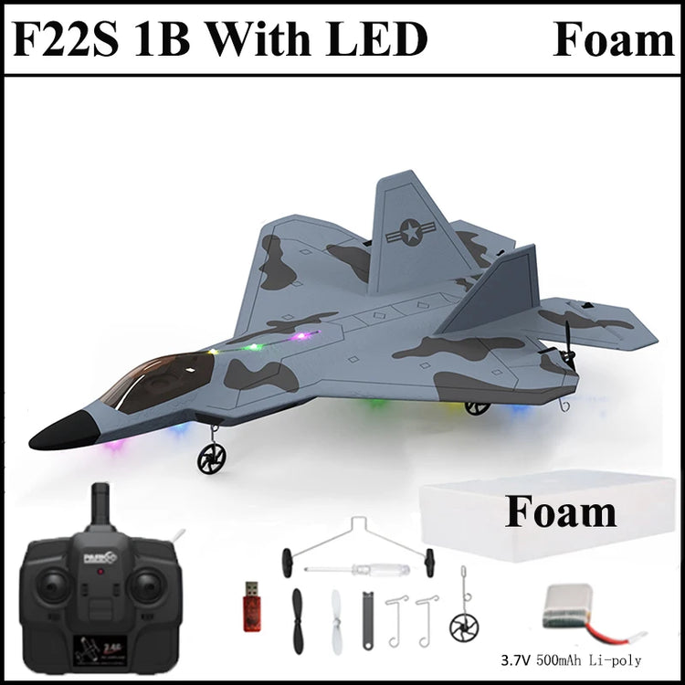 2024 New F22S 2.4G 4CH 3D6G RC Airplane Raptor F22 Warplane WLtoys A180 Upgrade Version LED Light With Gyroscope Out Door Toys