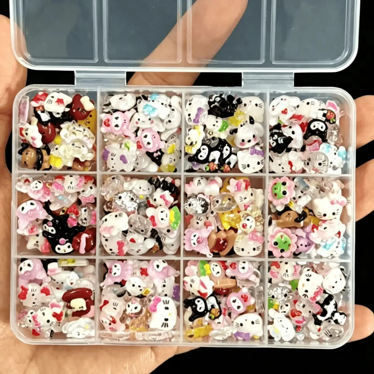 50Pcs Leopard Sanrio 3D Resin Nail Charms Mixed Kuromi My Melody Kitty Nail Parts DIY Manicure Decor Accessories