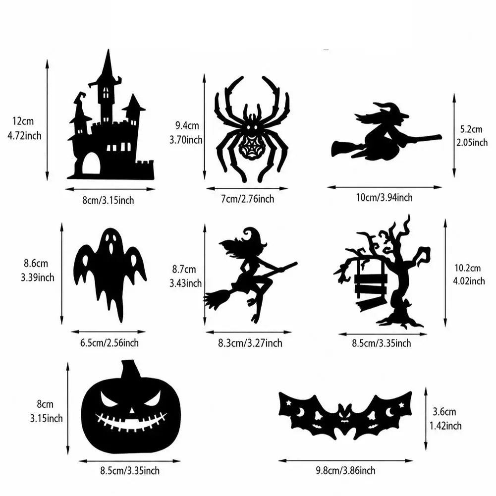 Halloween LED Wall Sticker Light Set Glowing Bat Ghost Silhouette Decals Flickering Creepy Party Decoration ﻿