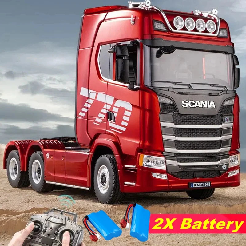 Remote Control Truck HUINA 1501 4WD RC Semi Trailer Car Heavy Duty Tractor with Light Sound 4X4 Off Road Tank Vehicle Model Toy