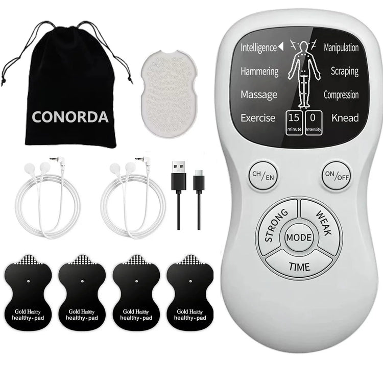 EMS Machine Dual Channel Electro Muscle Stimulator Pain Relief Rechargeable Body Shaping Muscle Relax TENS Pulse Massager