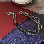 1Pcs High Quality Stainless Steel Lce Cracking Bead Splicing Bracelets For Men Women Link Chain Layered Pulseras Jewelry Gifts