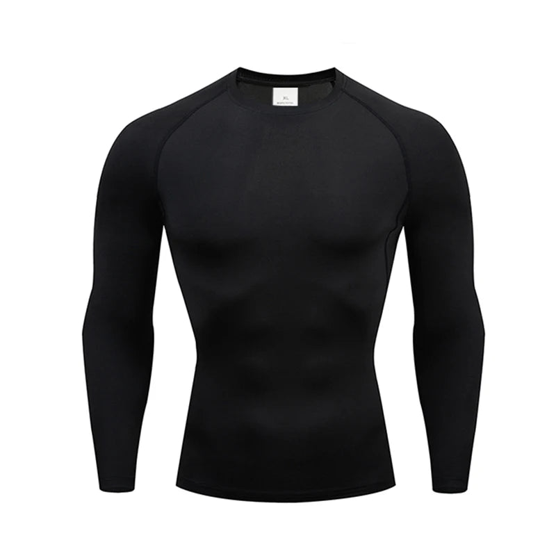 1pcs Men's Long-sleeved Thermal Underwear Male Thin Tight Fitting Fast Dry Elastic Fitness Tops Man Autumn Winter Sprots Wear