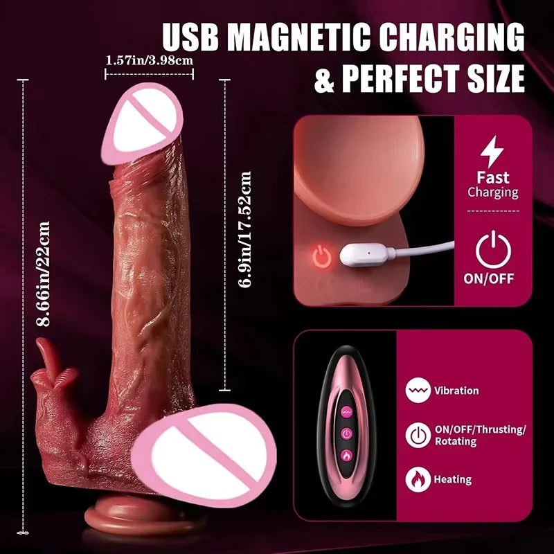 Thrust Dildo Licking Tongue Sex Toy with Heating And Vibration Mode Adult Women Toys Suitable for Vaginal Anal G-Spot Stimulator