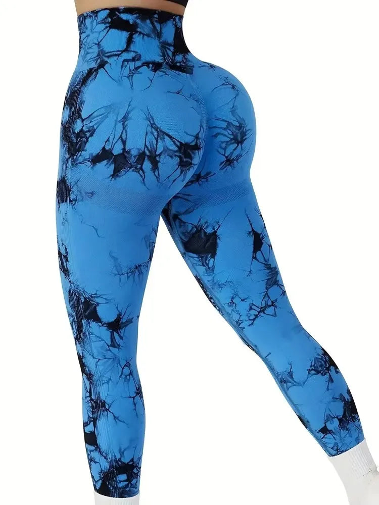 CZGUKE Tights Women Tie Dye Leggings High Waist Lifts Butt Tummy Control Push Up Seamless Yoga Pants Ladies Workout Gym Clothing