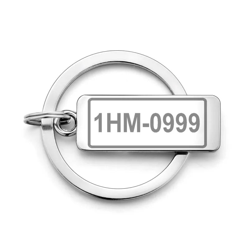 Customized Engraved Name Plate Number Keychain For Car Logo Personalized Anti-lost Keyring Key Chain Ring Best Gift P009C