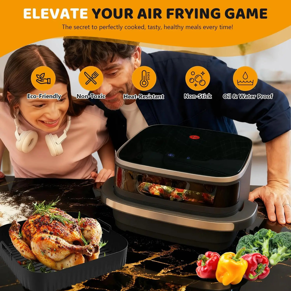 26cm Air Fryer Silicone Mold for Moulinex Easy Fry XL Surface Reusable AirFryer Silicone Tray Container Accessorie Easy To Clean