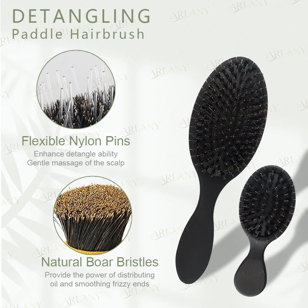 ARLANY Matte Boar Bristle Hair Brush Kit Nylon Teeth Hair Extension Brush Women Cushion Brush Hair Styling Smoothing Detangling