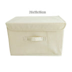 Washable Cotton Linen Fabric Folding CD Storage Box Foldable Bins Toys Organizer With Lid Storage Basket Laundry Basket
