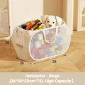 Foldable Mesh Toy Storage Basket, Large Breathable Laundry Hamper With Handles Vertical & Horizontal Dual Styles Kids