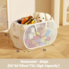 Foldable Mesh Toy Storage Basket, Large Breathable Laundry Hamper With Handles Vertical & Horizontal Dual Styles Kids