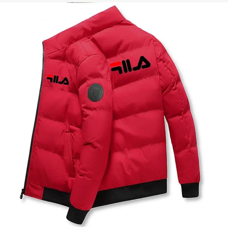 Short Thick Warm Jacket Men Fall Winter Printed Zip Windproof Outdoor Casual Outerwear M-5XL